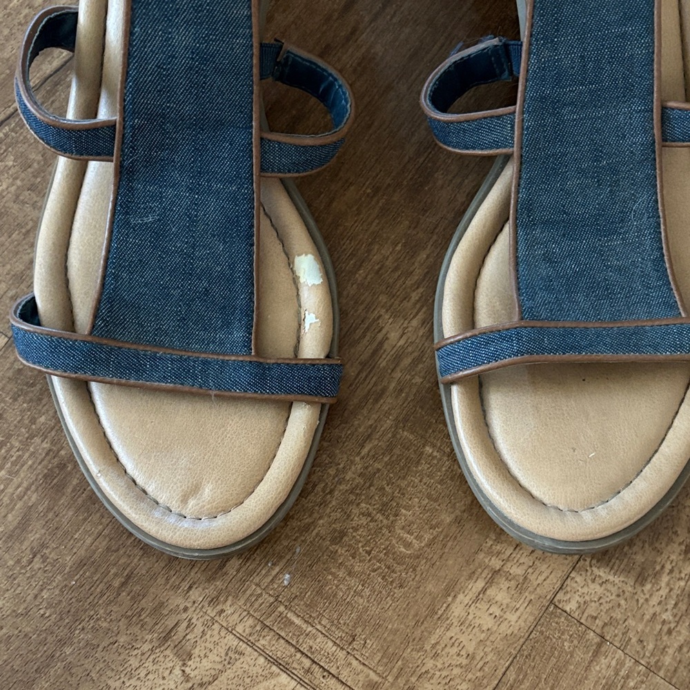 Dr. Scholl's Denim Strappy Block Heel Sandals - Picture 4 of 9